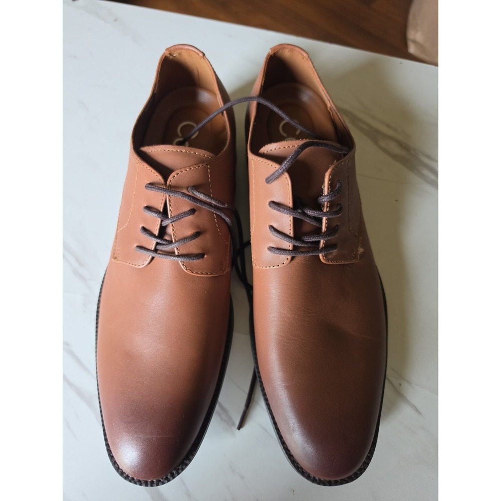Men's Calvin Klein Carl Smooth Calf Leather Oxford Shoes Brown/Tan Size 10
